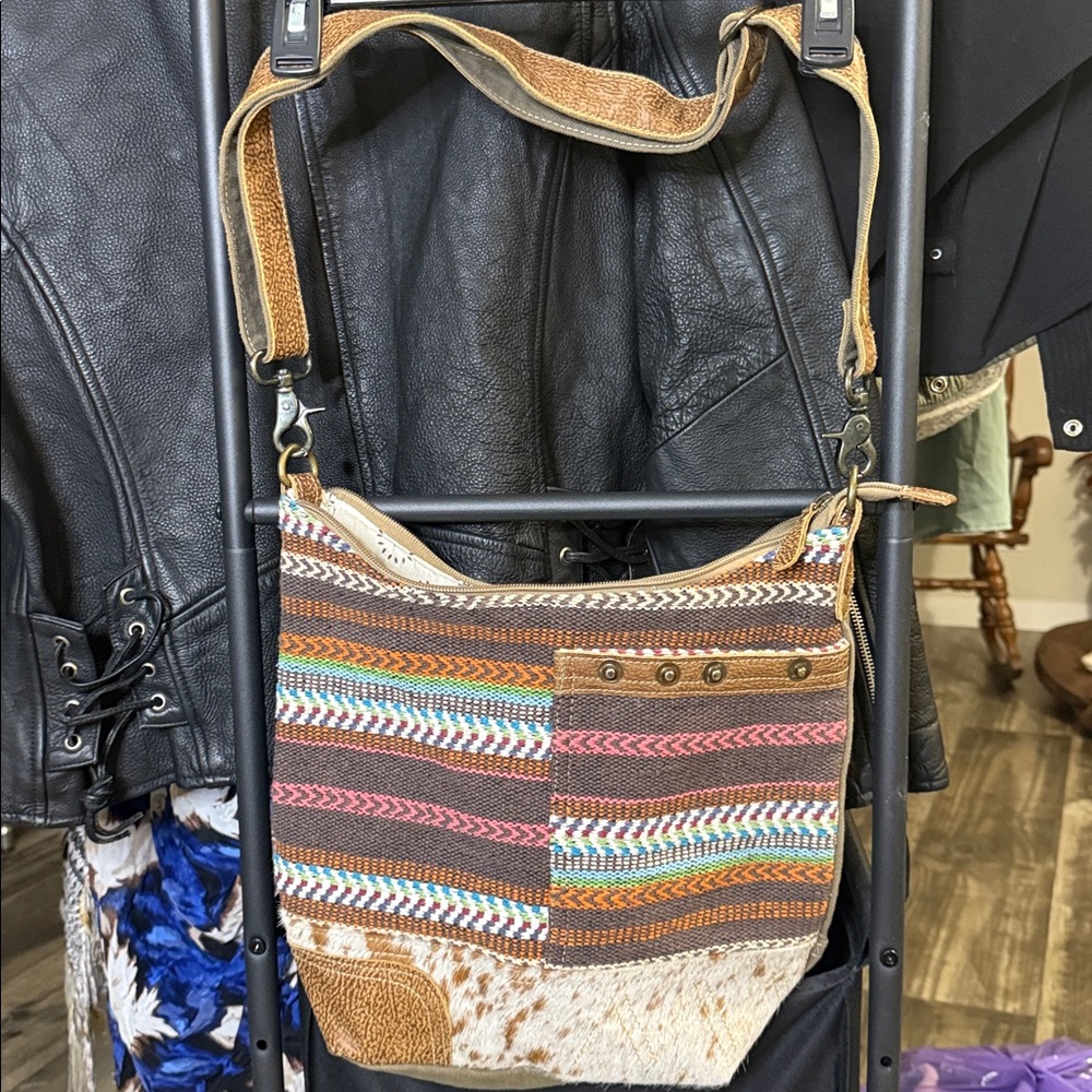 Myra Bag White and Black Patterned Interior